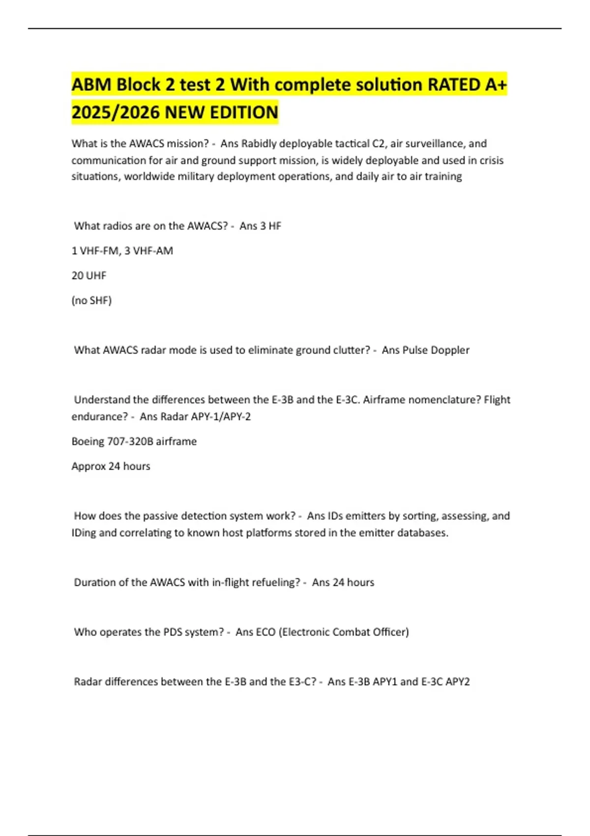 ABM Block 2 test 2 With complete solution RATED A+ 2025/2026 NEW ...