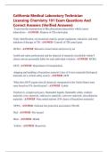 California Medical Laboratory Technician  Licensing Chemistry 101 Exam Questions And  Correct Answers &lpar;Verified Answers&rpar; 