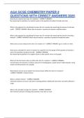 AQA GCSE CHEMISTRY PAPER 2 QUESTIONS WITH CRRECT ANSWERS 2025