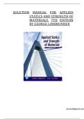 SOLUTION MANUAL For Applied Statics And Strength Of Materials 7th Edition By George Limbrunner &vert;978-0135716762 &vert; Complete Guide A&plus;