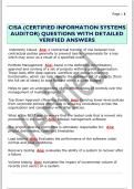 CISA &lpar;CERTIFIED INFORMATION SYSTEMS  AUDITOR&rpar; QUESTIONS WITH DETAILED  VERIFIED ANSWERS