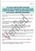 CLG 006 CERTIFYING OFFICER  LEGISLATION TRAINING FOR PURCHASE  CARD PAYMENT -DAU QUESTIONS WITH  DETAILED VERIFIED ANSWERS