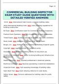 COMMERCIAL BUILDING INSPECTOR  EXAM STUDY GUIDE QUESTIONS WITH  DETAILED VERIFIED ANSWERS