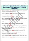 D771 WGU QUANTITATIVE LITERACY  QUESTIONS WITH DETAILED VERIFIED  ANSWERS