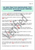 DC DMV PRACTICE KNOWLEDGE TEST  QUESTIONS WITH DETAILED VERIFIED  ANSWERS 