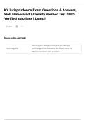 KY Jurisprudence Exam Questions & Answers&comma; Well Elaborated &vert; Already Verified Test &vert;100&percnt; Verified solutions &vert; Latest&excl;&excl;