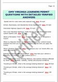 DMV VIRGINIA LEARNERS PERMIT  QUESTIONS WITH DETAILED VERIFIED  ANSWERS
