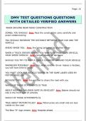 DMV TEST QUESTIONS QUESTIONS  WITH DETAILED VERIFIED ANSWERS 
