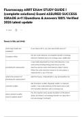 Fluoroscopy ARRT EXAM STUDY GUIDE &vert; &lpar;complete solutions&rpar; Exam&vert; ASSURED SUCCESS &vert;GRADE A&plus;&excl;&excl; &vert;Questions & Answers 100&percnt; Verified 2025 latest update