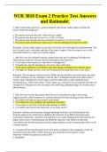 NUR 3810 – Exam 2 Practice Test Answers and Rationale