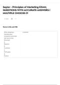 Saylor - Principles of Marketing EXAM&comma; QUESTIONS WITH ACCURATE ANSWERS &vert; MULTIPLE CHOICES &vert;&excl;&excl;