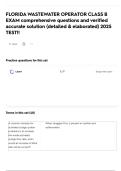 FLORIDA WASTEWATER OPERATOR CLASS B EXAM comprehensive questions and verified accurate solution &lpar;detailed & elaborated&rpar; 2025 TEST&excl;&excl;