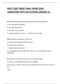 PSYC 1020 TRENT FINAL PAPER 2026 QUESTIONS WITH SOLUTIONS GRADED A&plus;