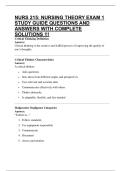 NURS 215&colon; NURSING THEORY EXAM 1 STUDY GUIDE QUESTIONS AND ANSWERS WITH COMPLETE SOLUTIONS &excl;&excl;&excl;