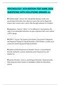 PSYCHOLOGY 14TH EDITION TEST BANK 2026 QUESTIONS WITH SOLUTIONS GRADED A&plus;