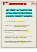 MO&period; STATE LAW EXAM REVIEW ACTUAL 2025&sol;2026 QUESTIONS AND 100&percnt; CORRECT ANSWERS