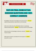 NUR 330 FINAL EXAM ACTUAL 2025&sol;2026 QUESTIONS AND 100&percnt; CORRECT ANSWERS