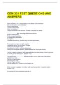  CEM 301 TEST QUESTIONS AND ANSWERS 