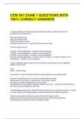 CEM 301 EXAM 1 QUESTIONS WITH 100&percnt; CORRECT ANSWERS 