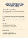 CPSGT Exam 1 &lpar;2025&sol;2026&rpar; &vert; Real Exam  Questions with Verified Answers &vert; Certified  Polysomnographic Technician &vert; Sleep  Technology Credential 