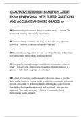 QUALITATIVE RESEARCH IN ACTION LATEST EXAM REVIEW 2026 WITH TESTED QUESTIONS AND ACCURATE ANSWERS GRADED A&plus;
