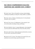 RAC DRUGS COMPREHENSIVE EXAM 2026 QUESTIONS AND ANSWERS 100&percnt; CORRECT