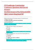 CO Landscape Construction  Contractor Questions And Correct  Answers    &lpar;Verified Answers&rpar; Plus Rationale2026  Q&A&vert; Instant Download Pdf