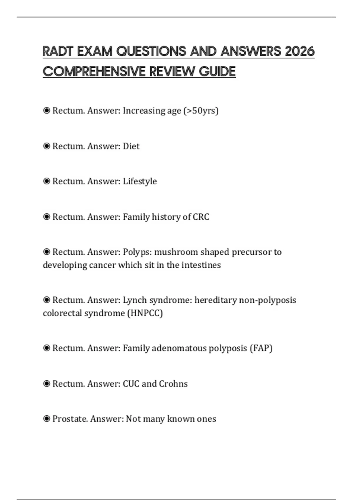 RADT EXAM QUESTIONS AND ANSWERS 2026 COMPREHENSIVE REVIEW GUIDE - RADT ...