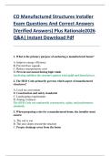 CO Manufactured Structures Installer  Exam Questions And Correct Answers    &lpar;Verified Answers&rpar; Plus Rationale2026  Q&A&vert; Instant Download Pdf 