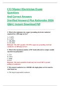 CO Master Electrician Exam  Questions And Correct Answers    &lpar;Verified Answers&rpar; Plus Rationales 2026   Q&A&vert; Instant Download Pdf 