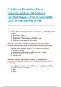 Compilation Bundle for CO Master Electrician Exams Questions And Correct Answers &lpar;Verified Answers&rpar; Plus Rationales 2026 Q&A&vert; Instant Download Pdf