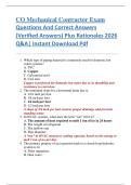 CO Mechanical Contractor Exam  Questions And Correct Answers   &lpar;Verified Answers&rpar; Plus Rationales 2026   Q&A&vert; Instant Download Pdf