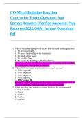 CO Metal Building Erection  Contractor Exam Questions And  Correct Answers &lpar;Verified Answers&rpar; Plus  Rationale2026 Q&A&vert; Instant Download  Pdf 