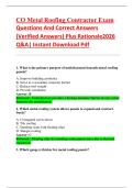 CO Metal Roofing Contractor Exam  Questions And Correct Answers    &lpar;Verified Answers&rpar; Plus Rationale2026  Q&A&vert; Instant Download Pdf 