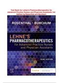 Test Bank for Lehne&rsquo;s Pharmacotherapeutics for Advanced Practice Nurses and Physician Assistants&comma; 3rd Edition by Rosenthal & Burchum &vert; Verified Questions & Answers