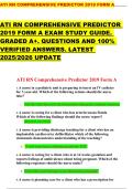 ATI RN COMPREHENSIVE PREDICTOR 2019 FORM A  ATI RN COMPREHENSIVE PREDICTOR  2019 FORM A EXAM STUDY GUIDE&period;  GRADED A&plus;&period; QUESTIONS AND 100&percnt;  VERIFIED ANSWERS&period; LATEST  2025&sol;2026 UPDATE  ATI RN Comprehensive Predictor 2019 Form A