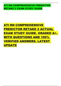 ATI RN COMPREHENSIVE PREDICTOR  RETAKE 2 EXAM STUDY GUIDE        ATI RN COMPREHENSIVE  PREDICTOR RETAKE 2 ACTUAL  EXAM STUDY GUIDE&period; GRADED A&plus;&period;  WITH QUESTIONS AND 100&percnt;  VERIFIED ANSWERS&period; LATEST  UPDATE 