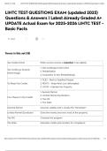 LIHTC TEST QUESTIONS EXAM &lpar;updated 2025&rpar; Questions & Answers &vert; Latest Already Graded A&plus; UPDATE Actual Exam for 2025-2026 LIHTC TEST - Basic Facts