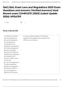QAC&sol;QAL Exam Laws and Regulations 2025 Exam Questions and Answers &lpar;Verified Answers&rpar; Most Recent exam COMPLETE &lpar;2025&rpar; &lpar;Latest Update 2026&rpar; UPDATE&excl;&excl;
