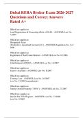 Dubai RERA Broker Exam 2026&ndash;2027 &vert; Updated Questions with Correct Answers &lpar;A&plus; Rated&rpar;