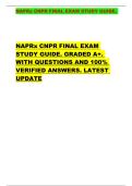 NAPRx CNPR FINAL EXAM STUDY GUIDE&period;   NAPRx CNPR FINAL EXAM  STUDY GUIDE&period; GRADED A&plus;&period;  WITH QUESTIONS AND 100&percnt;  VERIFIED ANSWERS&period; LATEST  UPDATE 