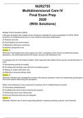 NUR2755 (Multidimensional Care IV) Final Exam Prep 2026 (With Solutions)