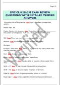 EPIC CLN 251&sol;252 EXAM REVIEW  QUESTIONS WITH DETAILED VERIFIED  ANSWERS