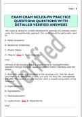 EXAM CRAM NCLEX-PN PRACTICE  QUESTIONS QUESTIONS WITH  DETAILED VERIFIED ANSWERS 