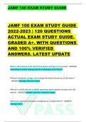JAMF 100 EXAM STUDY GUIDE      JAMF 100 EXAM STUDY GUIDE  2022-2023 &vert; 120 QUESTIONS  ACTUAL EXAM STUDY GUIDE&period;  GRADED A&plus;&period; WITH QUESTIONS  AND 100&percnt; VERIFIED  ANSWERS&period; LATEST UPDATE 
