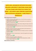 NURS 6501 ADVANCED PATHOPHYSIOLOGY  WALDEN UNIVERSITY MIDTERM EXAM 2025  ACTUAL EXAM AND PRACTICE EXAM TEST  BANK &vert; ACCURATE AND VERIFIED QUESTIONS  WITH DETAILED ANSWERS &vert; SURE PASS&excl;&excl;&excl; &vert;  GRADED A&plus;