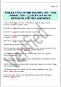 FIRE EXTINGUISHER TECHNICIAN - FIRE  INSPECTOR 1 QUESTIONS WITH  DETAILED VERIFIED ANSWERS 