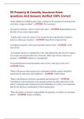 PA Property & Casualty Insurance Exam  questions And Answers Verified 100&percnt; Correct