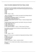 HEALTHCARE ADMINISTRATION FINAL EXAM 