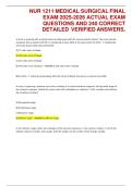NUR 1211 Medical-Surgical Final Exam 2025&ndash;2026 &vert; 240 Verified Questions & Answers